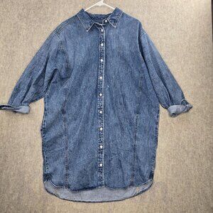 Universal Thread Womens XL Denim Shirt Dress Blue Long Sleeve